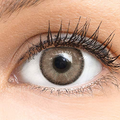 Braune Farbige Kontaktlinsen Bella Brown Braun Sehr Stark Deckende SILIKON COMFORT NEUHEIT von GLAMLENS + Behälter - 1 Paar (2 Stück) - DIA 14.20 - ohne Stärke 0.00 Dioptrien