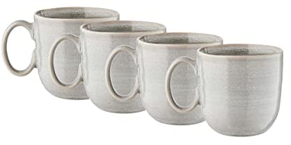 BUTLERS Tasse 450ml 4er Set MANOR Steinzeug Geschirr Kaffeetasse & Teetasse | Tasse für Cappuccino Latte Macchiato Kakao | Modern & harmonisch | Mikrowellen- & spülmaschinenfest