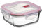 Tatay Fiambrebra de Alimentos, Vidrio, Hermética, 0.8L de Capacidad, Tapa de Clip, Libre de BPA, Apto Microondas, Horno, Congelador y Lavavajillas, Color Rojo. Medidas 16.4 x 16.4 x 6.9 cm