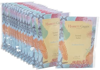 Hassett Green London - Hand Made Large Scented Sachet Pack of 15 - Endless Ocean - For Wardrobes and Drawers