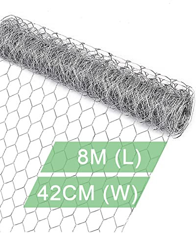 vensovo Galvanized Chicken Wire Mesh - 42CM × 8M Garden Animal Barrier Fence, 1 inch Mesh Fence for Pet,Rabbit,Poultry