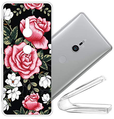 vingarshern Silikonhülle Kompatibel mit Sony Xperia XZ2 Schutzhülle Bumper Case Handyhülle,Dünne Flex Weich Fallschutz Stoßfest Hülle Silikon Schutz Cover(Pinke Rose)