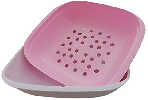 Tupperware Allegra Servierschale Siebservierer 1,33 L rosa hellgrau mit Sieb Auffangschale