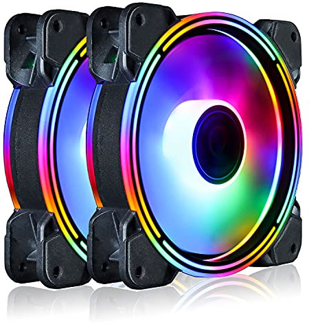 Conisy Rainbow Series 120mm Case Fan for Computer Case, Super Silent Efficient RGB LED PC Cooling Fan - Dual Pack (Colorful)