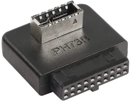 QIANRENON Adaptador USB tipo E de 90 grados, USB 3.1 tipo E, conector interno macho a hembra para placa base de cabecera tipo C de 19/20 pines (PH73B)