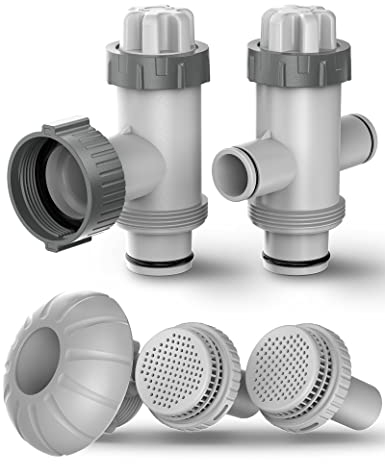 POOLHACKER Set mit Pool-Filterteilen (Kolbenventil, Kolbenventil für Bypass-Schlauch, Abflusssieb für Pool, 1 ¼ Zoll, großes Einlassdüsenset)