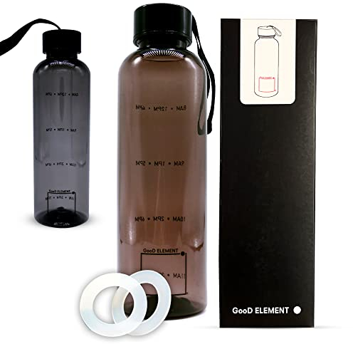 GooD ELEMENT, gourde eau, gourde 500ml, gourde rappel boire, gourde sans bpa, gourde marqueur de temps, bouteille plastique, gourde homme, gourde motivation, gourde legere, gourde anti fuite