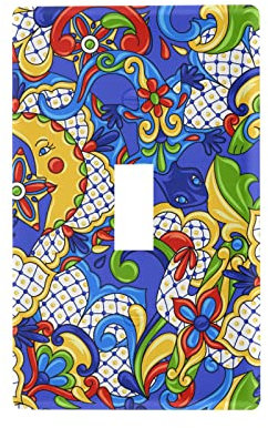Messicano Talavera Ceramica Piastrella Inutilizzata Presa Luce Interruttore Copertura Decorativa Parete Piastra per Interruttore Casa 11,5 x 7 cm, Ceramica Italiana Piastrelle di Ceramica