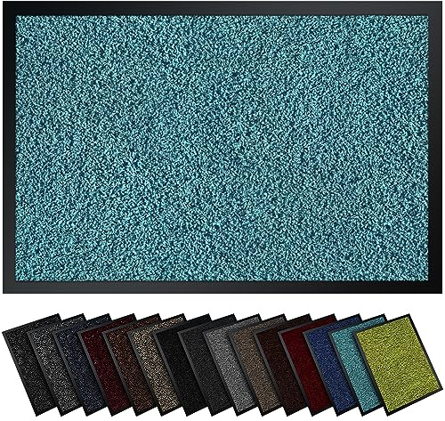 Gentle North Hochwertige Fußmatte türkis 40x60cm groß für Innen & Außen - Schmutzfangmatte rutschfest, waschbar & wetterfest - Fussmatte für Eingangsbereich & Aussenbereich - Läufer Flur dünn