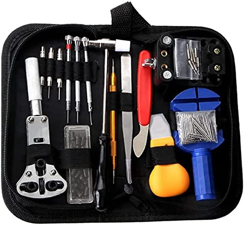 YWHWXB Watch Repair Tools - 147Pc Professional Back & Link Removal Kit, Battery Replacement, Screwdrivers, Spring Bar Tool