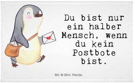 Mr. & Mrs. Panda Gäste Handtuch Postbote Herz - Geschenk, Briefträger, Ausbildung, Reisehandtuch, Kollege, Frottier, Gästetuch, Beruf,