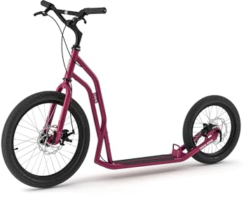 Yedoo S2016 Disc Tretroller - bis 150 kg, Kickscooter mit Luftreifen 20/16 - für Erwachsene, Scooter Roller mit verstellbare Lenker, Dogscooter, Nachfolger des legendären Yedoo Mezeq (Burgundy)