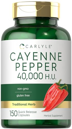 Carlyle Cayenne Pepper Capsules | 40,000 HU | Non-GMO and Gluten Free Supplement