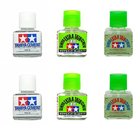 Tamiya Liquid Cement Thin & Extra Thin Adhesive Plastic Hobby Kits 40ml [6 PACK]