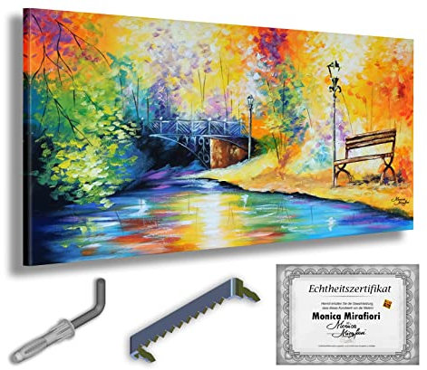 Monica Mirafiori I 100% HANDGEMALT I Gemälde ... im Park 120x60cm | Gemälde Handgemalt | Acrylgemälde | Sehr Großes Acrylbild I Moderne Kunst I Kunstbilder