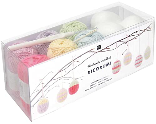 Rico Design Ricorumi Häkelset Ostereier Pastel 15 Teile inkl. Anleitung Ostern Osternest Oster-Set Osterdeko