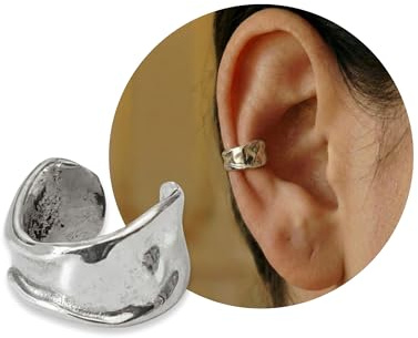 Sterling Silver A-Symmetrical Ear Cuff, Adjustable Non Piercing, Handmade