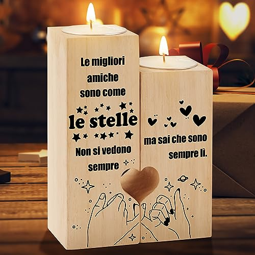 PRSTENLY Regalo Amica, Portacandele Regalo Amica Festa Della Donna Originale, Idee Regali Per Migliore Amica Donna La Compleanno Pasqua Laurea Natale