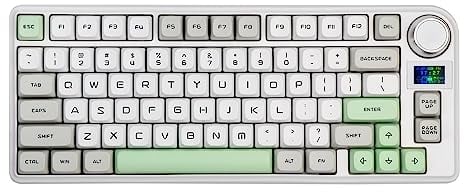 EPOMAKER TH80-X Gasket Mechanical Keyboard, 75% Layout Triple Mode Hot-swap Gaming Keyboard, with 4000mAh Battery, LCD Screen, NKRO for Office/Win/Mac (Gray, Wisteria Linear Switch)