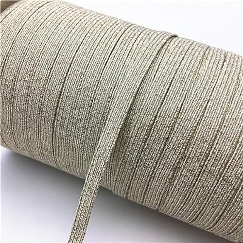 144yad 6mm Gliiter Gold Silver Red Colorfull Costura elástica Banda elástica Banda de goma Banda para la cintura Cuerda elástica Cinta elástica-gilte beige 144yad,6mm