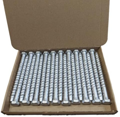 AJ Fixings - Pack 20 Concrete Masonry Bolts - Self Tapping Anchor Screw - Hex Head Galvanised Exterior for Brick/Stone/Concrete (12 x 150mm)