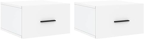 vidaXL Wand Nachttisch 2 STK., Nachtschrank mit reichlich Stauraum, Hängend Nachtkommode Nachtkonsole, Wandschublade Wandregal für Schlafzimmer, Weiß