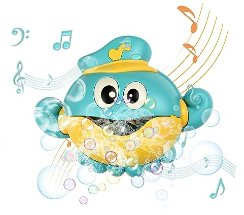 Badespielzeug Seifenblasenmaschine, Kikuo Automatische Seifenblasenmacher Badespielzeug, Starke Saugnäpfe und 12 Lieder, Octopus Schaummaschine für Kinder, Babys, Jungen, Mädchen