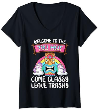 Willkommen bei der Tiki Hut Tiki Bar Hawaii Urlaub Party T-Shirt mit V-Ausschnitt