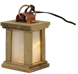FADEDA Laterne Holz weiß, 3,5V, LED/Höhe:4 cm/handbemalt/detailgetreue Krippen Figuren - Weihnachten Tisch Dekoration Krippe Zubehör