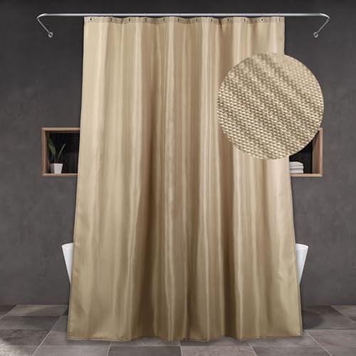 Duschvorhang Beige Textil Badezimmer Vorhang: Khaki Taupe Braun Leinen Stoff Anti Schimmel Waschbar Wasserabweisend Polyester Duschvorhang Badewanne - Dekorative Shower Curtain - 183x183 cm