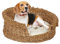 Relaxdays Tierbett für Hunde und Katzen, rund, H x D: 18 x 46 cm, Katzenliege, Hundekörbchen, aus Seegras, Natur/Creme