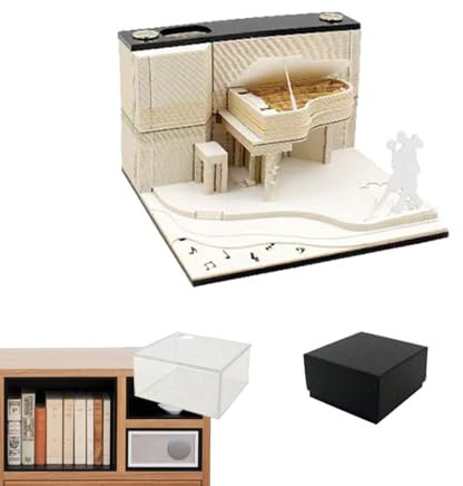 3D Memo Pad Calendar 2024, Desk Calendar Sticky Notes Carving Model, Odorless Paper Art Notes Calendar Sculpture, Tear Away 3D Piano Desk Calendar, 2024 Desk Calendar 3D Art for Home Decoration