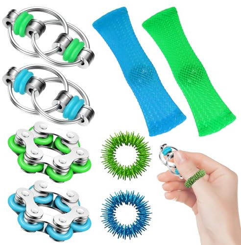 Anti-Stress Spielzeug Set,8 Stück Fidget Toys für ADHS,Skills Borderline,akupressur Ring,Fidget Toys Kinder,Angst - Spinners und Squeeze Spielzeug für Kinder und Erwachsene
