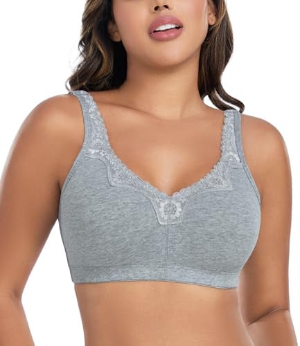 DotVol Damen BH Spitze Baumwolle Bequem Unterwäsche Größe Größen Vollschallen Ohne Bügel Mimimizer Bra(85D, Grau)