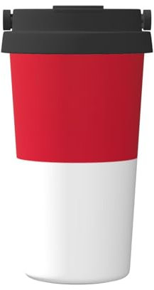 Kaffeetasse mit Flaggenmotiv von Monaco, auslaufsicher, mit Deckel, Kaffee-Thermoskanne, zum Verschenken oder für den täglichen Gebrauch