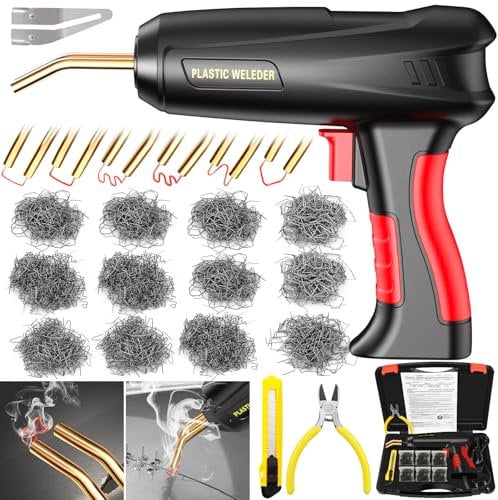 ZPQAODI Kunststoff Schweißgerät 200W,Auto Stoßstange Reparaturset 1200PCS 6 Arten,Heiße Hefter kunststoff Schweißen Maschine,Plastikschweissgerät,Laserschweißgerät für Auto-Stoßstange/Autoteile/Kajak