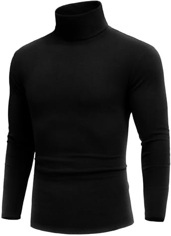 COOFANDY Rollkragenpullover Herren Rollkragenshirt Männer Rollkragenpulli Herren Unterziehrolli Thermo Unterhemd Schwarz XL