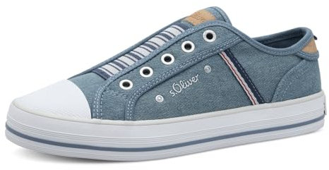 s.Oliver Damen Slip On Sneaker ohne Schnürsenkel Flach, Blau (Denim), 39 EU
