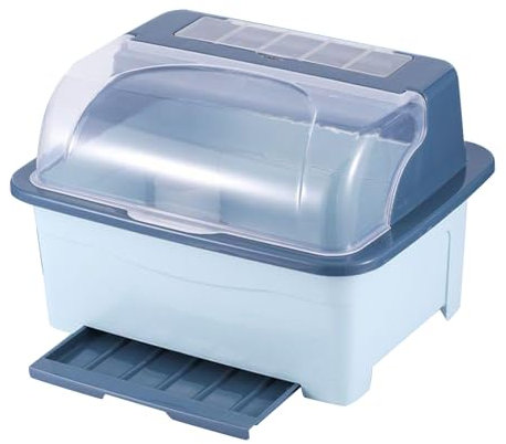 Leapiture Escurridor de Platos con Tapa y escurridor extraíble Caja de Almacenamiento de Secado de Platos de Cocina Cubierta para Plato de Cocina Taza Palillos Tenedor Tazón