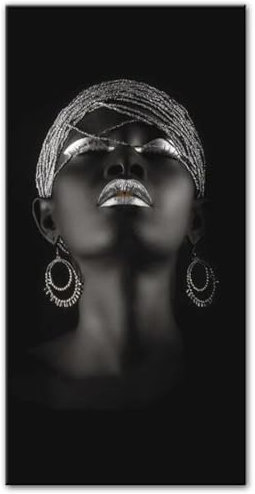 ZHAOLIN Donna nera con gioielli in argento Dipinti su tela Immagini da parete Immagini di arte africana Poster e stampe per la decorazione domestica moderna 60x120 cm (24x47 pollici) Senza cornice