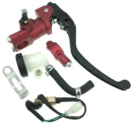 AQXYWQLL Universal 7/8 22mm 17,5 RCS PX7 CNC Motorrad Bremse Kupplung Pumpe Hauptbremszylinder Hebel Griff(Red Right)