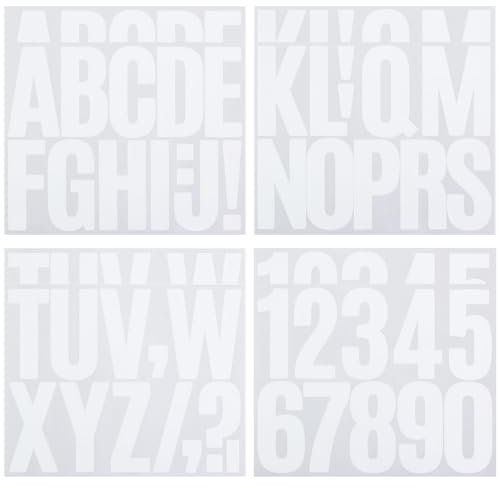6 Sheets 3 Inch White Vinyl Capital Letter Stickers, 2 Sheets 0-9 Number Stickers, Waterproof Alphabet Number Sticker for Mailbox, Water Bottle, Luggage and Marks