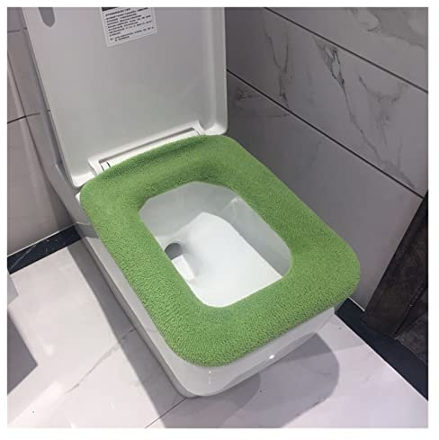 FHIASTGL WC-Sitz Badezimmer-Toilettensitzbezug, quadratisch, Winter, waschbar, wärmer, Toilettendeckel, Kissen, Deckel, Wohnkultur, Toilettensitzbezug(Green)