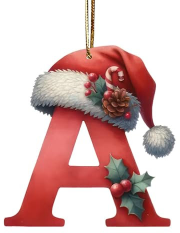 26 Alphabet Letters Ornaments A to Z Hanging Xmas Tree Pendant, Monogram Alphabet with Name Ornaments for Christmas Tree Decoration
