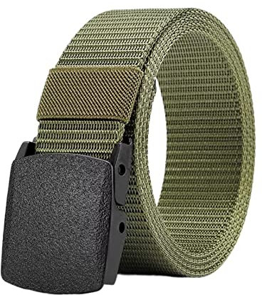 JOJOJ Automatische Schnalle Nylongürtel Herren Taktischer Gürtel Herren Canvas Gürtel Kummerbunds Qualitätsgurt(Green)