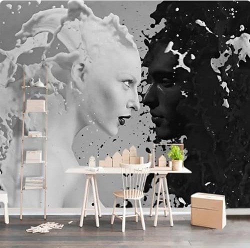 Papier peint 3D noir et blanc pour mur, salon, chambre à coucher, boutique, bar, café, peintures murales, 3D, 400 x 280 cm