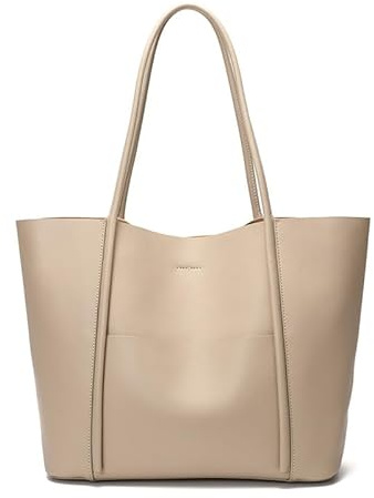 MOSAMHUA Damen Tote Bag aus Echtleder - Großzügiges Casual Shopper Schultertasche, Einfaches Design für Alltag