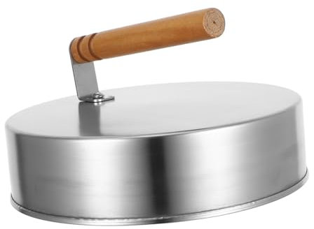 Toyvian Coperchio Brasato Copertura Rotonda Per Barbecue Coperchio Per Cottura a Vapore Per Barbecue Coperchi Per Pentole in Acciaio Inossidabile Utile Copripentola Silver Di Legno