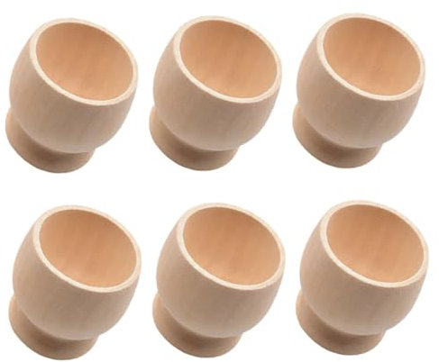 POPETPOP 6 Pièces Plateau en Bois Imitation Oeuf Coquetier en Bois Support D'oeuf De Pâques Porte-Bonbons De Pâques Décoration De Table De Pâques Stand D'oeufs