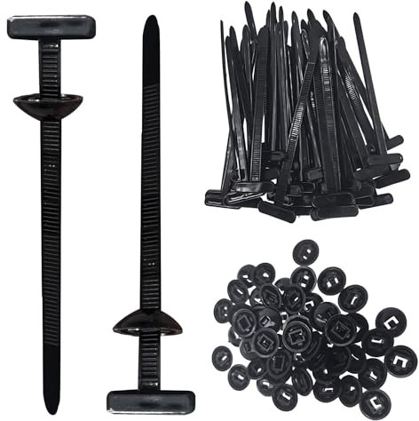 Haokelai Nylon Universal Cable Tie Buckle, Nylon Cable Ties for Car, Self-Locking Ties Holder, Universal Push Mount Zip Tie Holders, Bumper Retainer Clips, Car Plastic Rivet Fasteners (100)